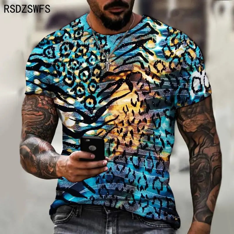 Novo padrão mosaico textura abstrata graffiti estilo camiseta masculina moda de rua casual wear masculino camisetas topos XXS-5XL