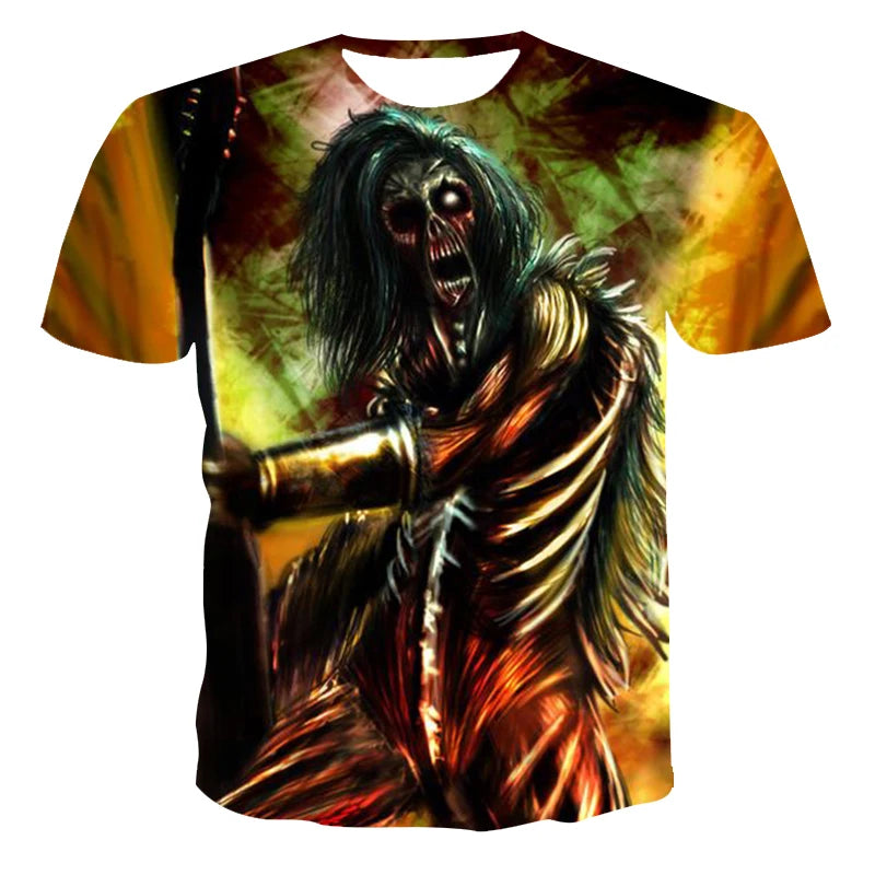 Novo verão 3 d camiseta roupas masculinas menino-criança crânio & morte manga curta moda o-pescoço rua wear legal customizável 110-6 xl