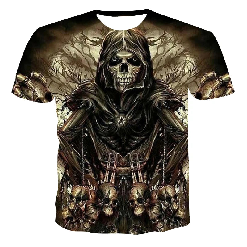 Novo verão 3 d camiseta roupas masculinas menino-criança crânio & morte manga curta moda o-pescoço rua wear legal customizável 110-6 xl