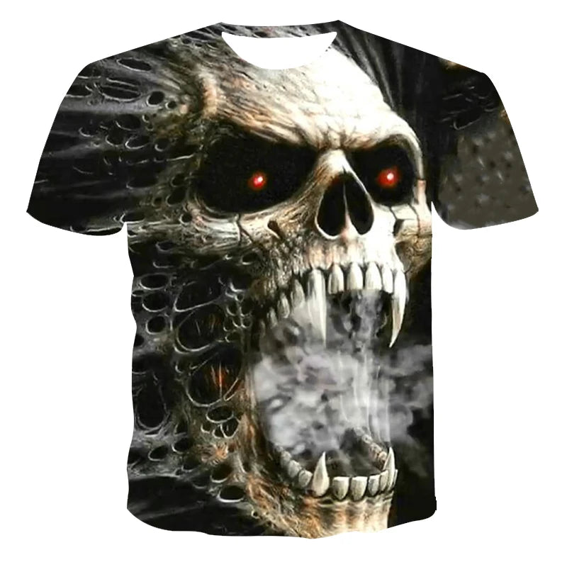 Novo verão 3 d camiseta roupas masculinas menino-criança crânio & morte manga curta moda o-pescoço rua wear legal customizável 110-6 xl