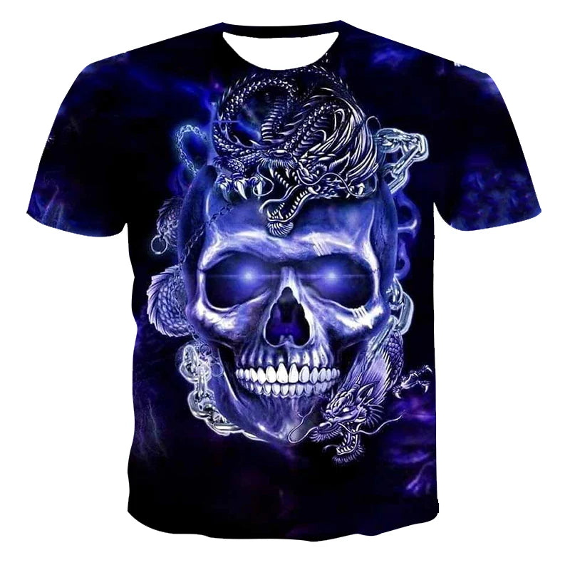 Novo verão 3 d camiseta roupas masculinas menino-criança crânio & morte manga curta moda o-pescoço rua wear legal customizável 110-6 xl