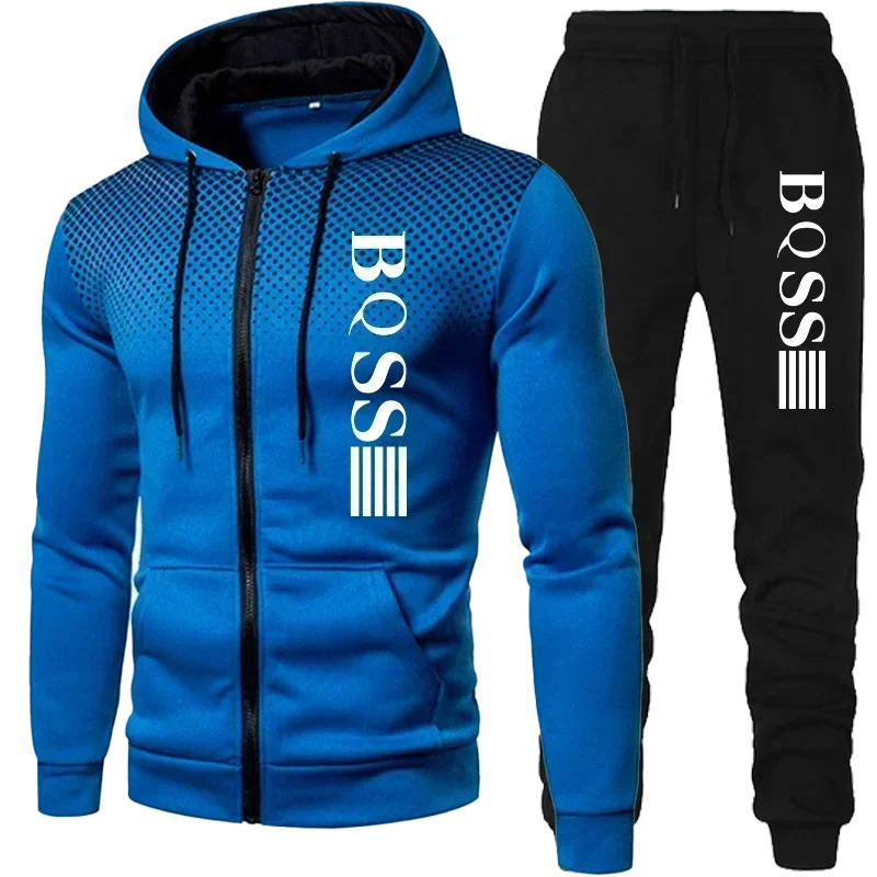 Roupas masculinas manchadas moletom terno com capuz e calças terno masculino moda ternos roupas de inverno novo conjunto de duas peças