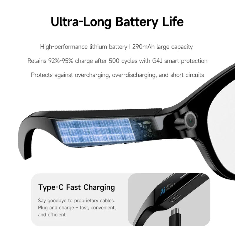 800W Pixel Camera Smart Glasses Video Recording AI Photo Recognition Bluetooth Call Voice Translation Sunglasses For Men Women