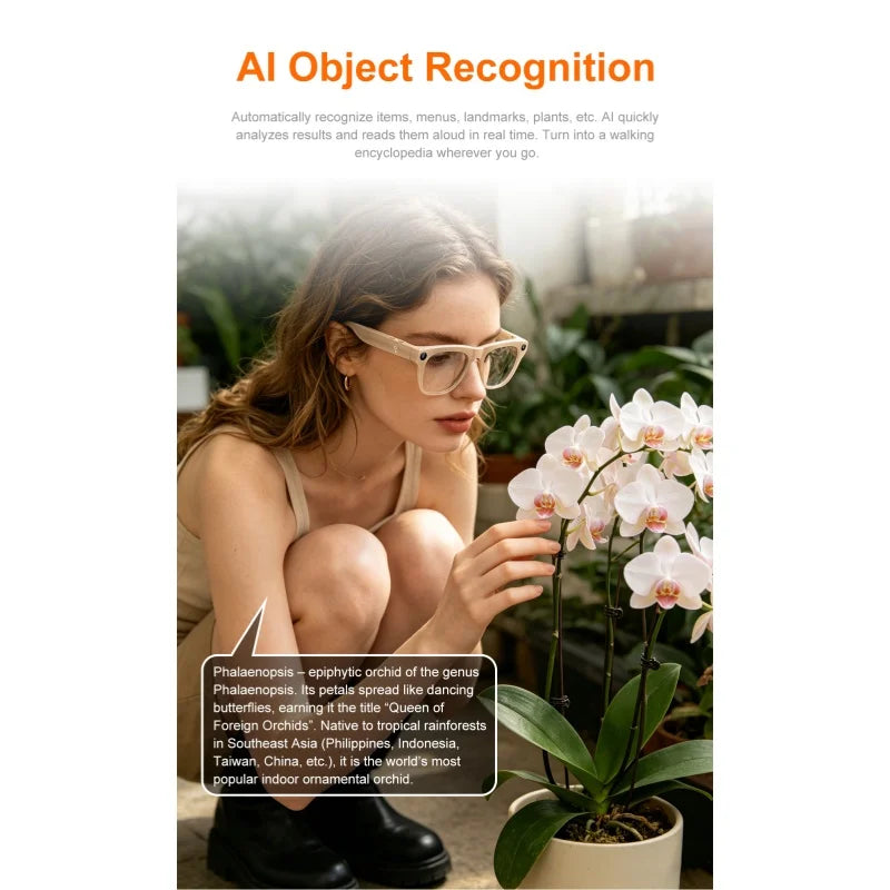 Smart Camera Glasses HD Video Recording Bluetooth Call AI Voice Assistant Outdoor Sports Sunglasses Wearable For Cycling