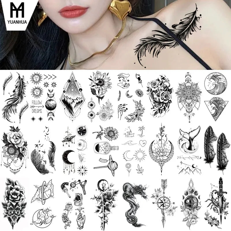 Tatuagem Cor impermeável da etiqueta da tatuagem preto e branco mais de 1000 podem ser combinados à vontade