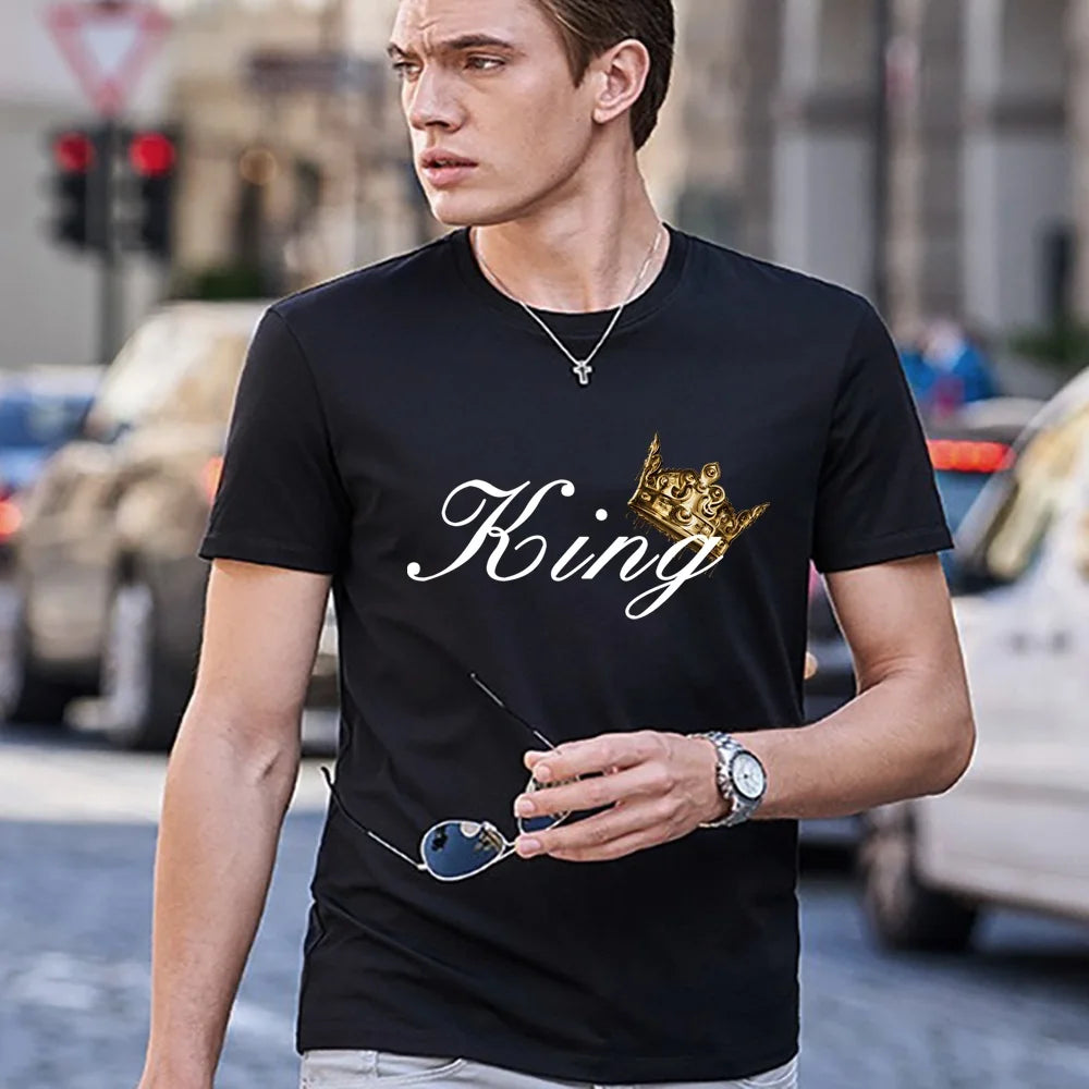 Roupas masculinas harajuku camisetas casuais camisetas moda rei impressão roupas masculinas all-match manga curta t camisa