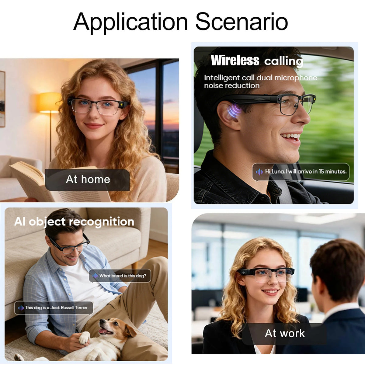 AI Smart Glasses with 1080P Camera, 8MP HD Camera Glasses-Anti-Shake Video Recording, Multi Language Translate, Smart Sunglass