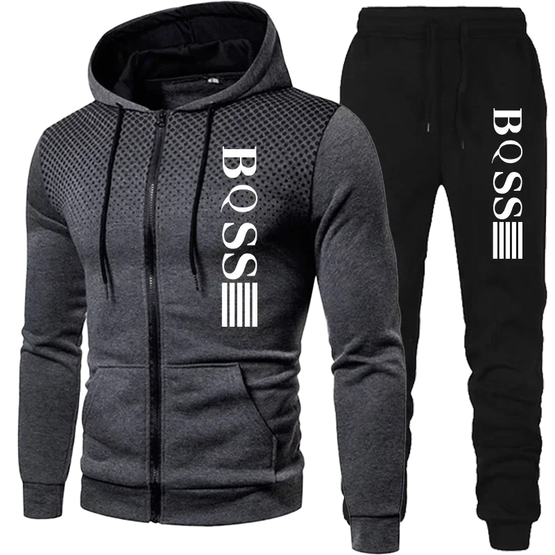 Roupas masculinas manchadas moletom terno com capuz e calças terno masculino moda ternos roupas de inverno novo conjunto de duas peças