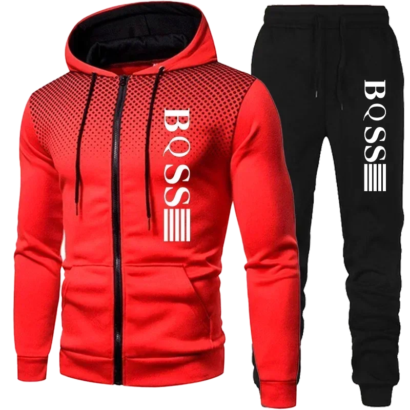 Roupas masculinas manchadas moletom terno com capuz e calças terno masculino moda ternos roupas de inverno novo conjunto de duas peças