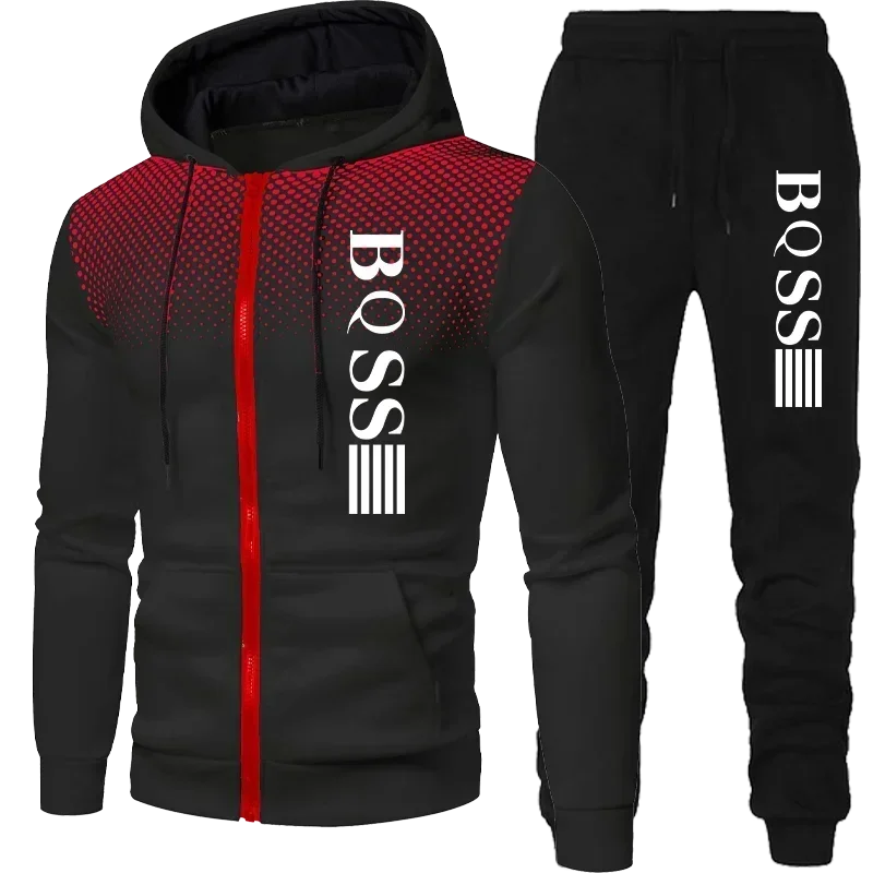 Roupas masculinas manchadas moletom terno com capuz e calças terno masculino moda ternos roupas de inverno novo conjunto de duas peças